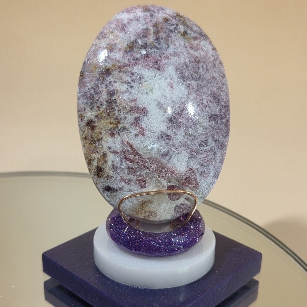 Genuine Natural "Unicorn" Purple Mica Gemstone On Handmade Resin/ Bronze Display